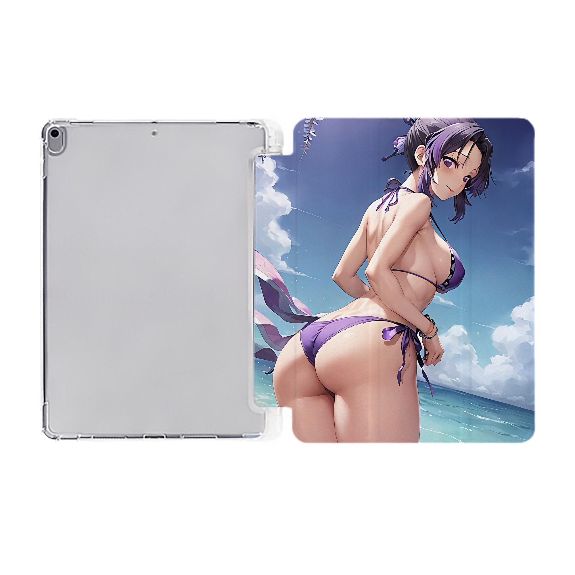 （画像用） 鬼滅の刃（きめつのやいば）蟲柱-胡蝶 しのぶ／こちょう しのぶ Kochou Shinobu IPad ケース ペン収納付き 三つ折りスタンド PUレザー×シリコン 対応機種9.5/10.5/10.9インチ